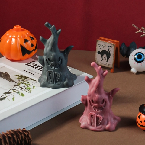 Halloween Φάντασμα Κορμός Δέντρου Καλούπι Σιλικόνης RIP Ταφόπλακα DIY Κεριά Σαπούνι Ρητίνη Χειροτεχνία Τρομακτική Διακόσμηση