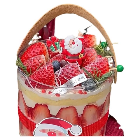 Cubo De Pastel PET Portátil Transparente De Navidad Decoración PVC Papá Noel Reno Toppers Caja Embalaje Postres