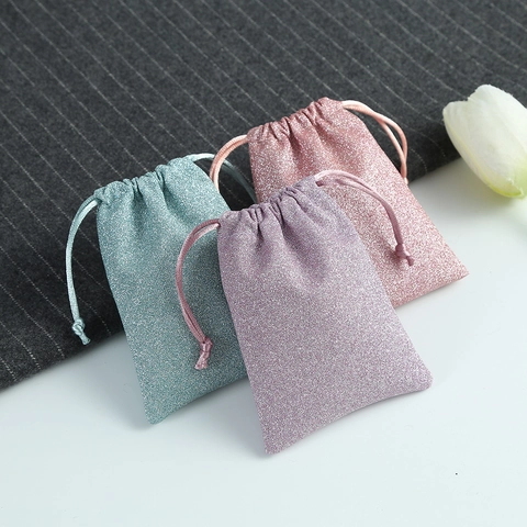 Sparkling Jewelry Packaging Bags Drawstring Velvet Pouches Dustproof Storage Gift Bags For Rings Earrings Jewelry Storage