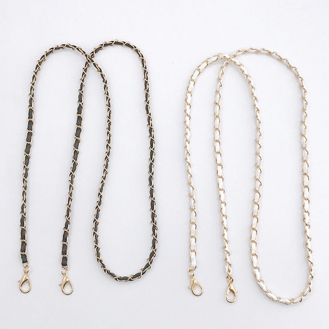 Replacement Bag Strap Metal Alloy Chain Interwoven PU Leather Crossbody Shoulder Handbag Phone Lanyard With Lobster Hooks