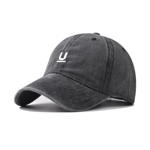 Washed Cotton Baseball Cap Vintage Distressed Buchstaben U Stickerei Verstellbare Sonnenschutz Outdoor Sport Hut Unisex