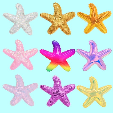 Starfish Hair Clip Sequin PU Leather Rainbow Sea Star Hairpin Duckbill Metal Clip For Girls Kids Accessories
