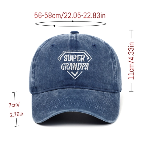 Washed Cotton Baseball Cap Super Grandpa Embroidery Distressed Dad Hat Retro Sun Shade Adjustable Unisex