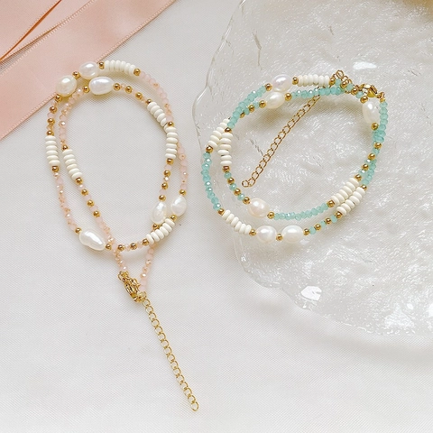 Collana Di Perline In Acciaio Inossidabile Con Perla Barroca Natural Barocca Naturale E Pietra Di Quarzo Rosa Gioielli Eleganti Regalo