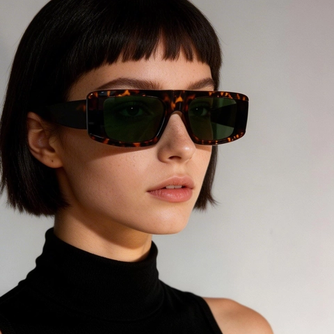 Lunettes De Soleil Rectangulaires Style Futuriste Y2K Monture PC Protection UV400 Rétro Grand Cadre Mode Streetwear