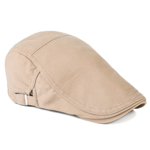 Boina Vintage De Algodón Para Hombre Gorra Plana Transpirable Hebilla De Metal Ajustable Bordado De Letras Protección Solar