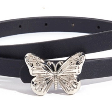 Cinturón Estrecho de Cuero PU de Moda para Mujer Minimalista Vintage Estilo Coreano Cinturón Delgado para Jeans Vestido Negro Aleación