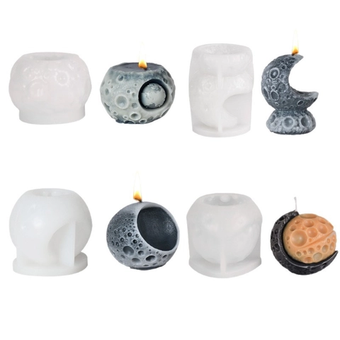 Moon Planet Silicone Mold For Candle Making DIY Aromatherapy Plaster Diffuser Stone Realistic Textured Crater Design
