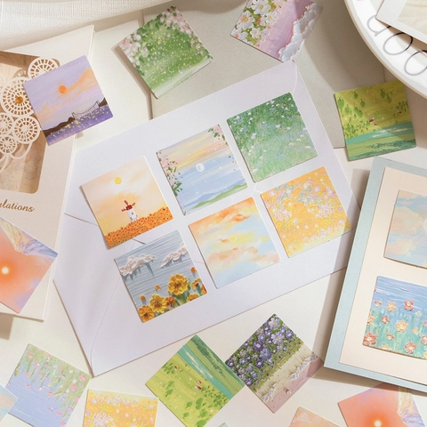 Adesivi Decorativi Paesaggio Pittura Ad Olio Estetica Impressionista Carta Decalcomanie Per Journaling Scrapbooking Album DIY