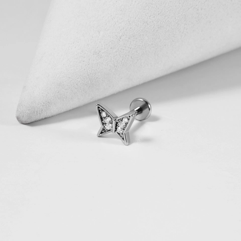 Stainless Steel Zirconia Lip Stud Labret Piercing Star Leaf Butterfly Internally Threaded Ear Cartilage Stud Earrings Jewelry