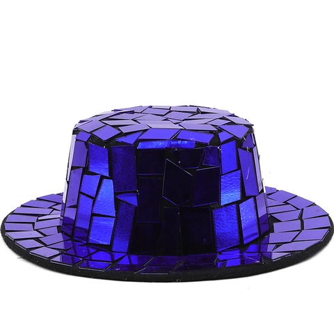 Disco Mirror Patch Fedora Hat Reflective Stage Performance Jazz Hat Retro Sparkly Party Accessory