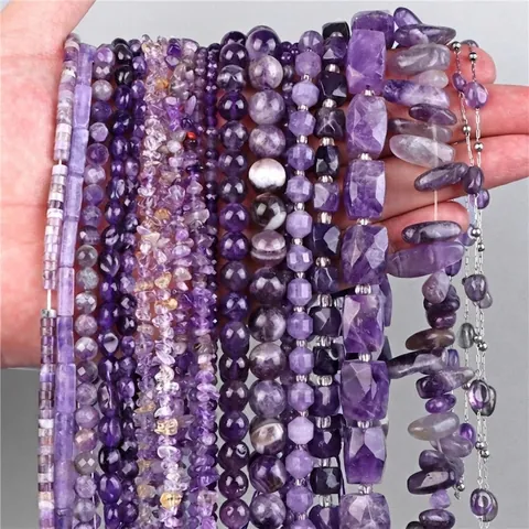 Natürliche Amethyst Lose Perlen Für Heimwerker Schmuckherstellung Violette Edelstein Runde Facettierte Stern Quadratische Perlen