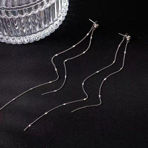 Élégantes Boucles D'oreilles À Franges Longue Chaîne Alliage Strass Scintillants Bijoux Style Minimaliste De Luxe Pour Femmes