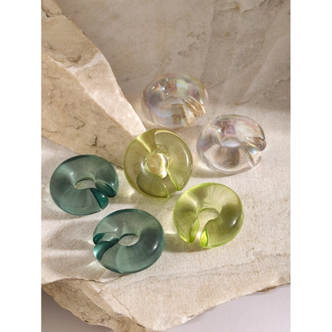 Chubby C-Shaped Ear Clips Resin Thick Transparent Jelly Cute Simple INS Style Non-Pierced Earrings For Women