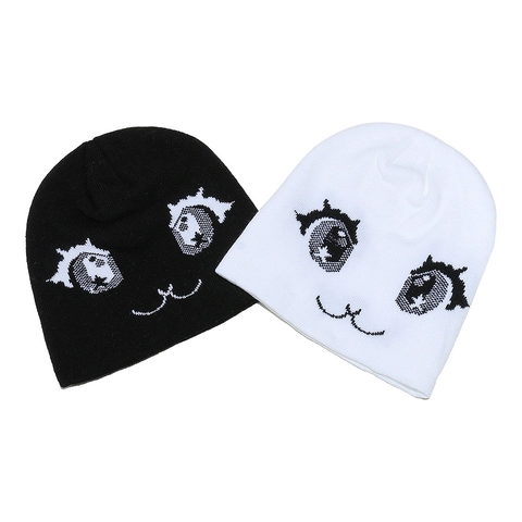Berretto In Maglia Cartone Animato Grandi Occhi Acrilico Streetwear Caldo Antivento Per Donne