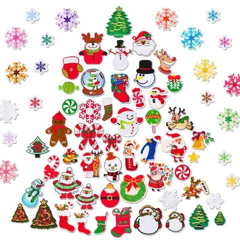 Écussons Brodés De Noël Tissu Appliques À Repasser Père Noël Renne Flocon De Neige Décoration Festive Pour Vêtements Sacs À Dos Chapeaux