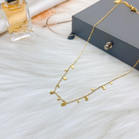 Minimalist Titanium Steel Necklace With Water Drop Round Square Metal Charms For Women Gold Plated Jewelry