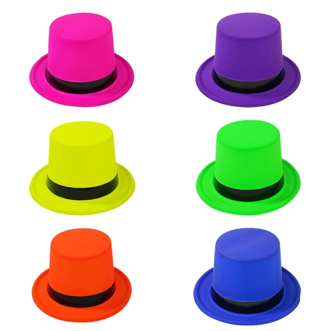 Cappello Fedora Jazz Neon Fluorescente Con Nastro Nero Stile Britannico Vintage Cowboy Western Per Feste Festival Spettacoli