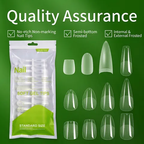 Μαλακά Tips Gel Press On Nails Εξαιρετικά Λεπτά Χωρίς Ίχνη Ματ Προδιαμορφωμένα Τεχνητά Νύχια Για Γυναίκες