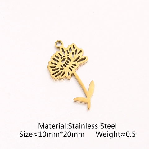 Birth Flower Charms 304 Stainless Steel Hollow Floral Pendants For DIY Jewelry Making Accessories Craft Supplies