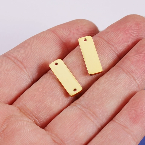 Rechteck Stab Anhänger Edelstahl Spiegel Poliert Einzel Doppel Loch DIY Schmuckherstellung Verbinder Tag Charm Rohling
