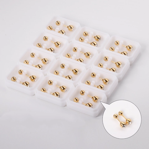 Stainless Steel Barbell Stud Earrings Cubic Zirconia Inlaid Screw Back Piercing Jewelry Fashion Minimalist Women Men