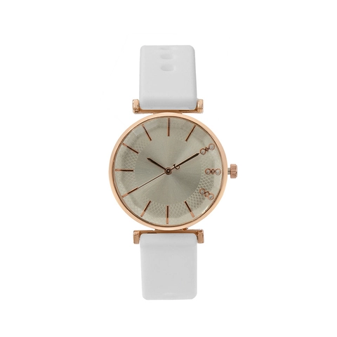 Orologio Al Quarzo Da Donna Cinturino In Silicone Quadrante Con Strass Cassa In Lega Oro Rosa Moda