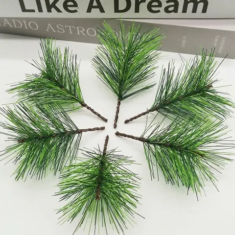 Artificial Pine Needles PVC Green Pine Branches For Christmas Tree Decoration Handmade DIY Floral Accessories Greenery Props