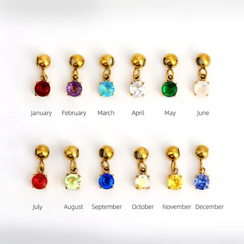 Birthstone Pendant Necklace Stainless Steel Twelve Months Zodiac Zircon Minimalist Fashion Jewelry For Women