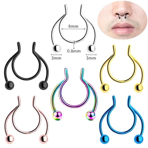 Edelstahl Septum Nasenring U-förmig Hufeisen Piercing Schmuck Doppelball Ende Minimalistisch Körperschmuck Für Herren Damen