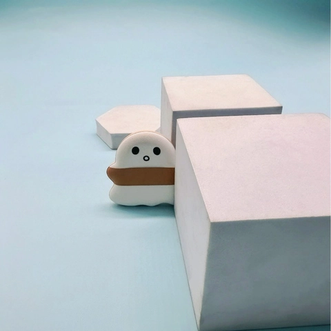Piumino Trucco Forma Fantasma Cartone Animato Senza Lattice Idrofilo Espressioni Carine Spugna Bellezza Morbida