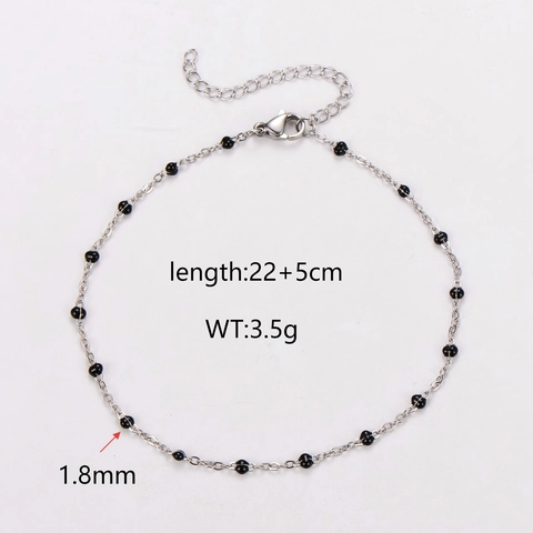 Bohemian Women Anklet Stainless Steel Colorful Beads 18K Gold Plated O-Chain Adjustable Foot Jewelry Gift