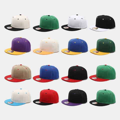 Unisex Snapback Baseball Cap Two Tone Color Block Flat Brim Polyester Hip Hop Street Dance Sun Hat Adjustable