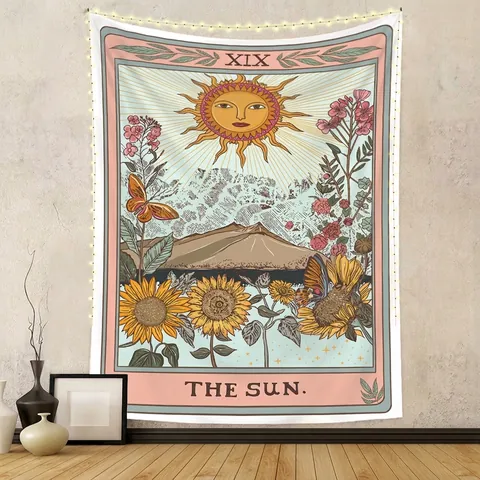 Arazzo Carte Tarocchi Poliestere Decorazione Da Parete Per Camera Da Letto Soggiorno Boho Estetica Illustrazione Retro
