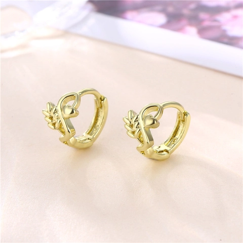 Herzförmige Weizenmuster Creolen 18K Vergoldetes Kupfer Hohl Geometrischer Minimalistischer Schmuck Für Frauen