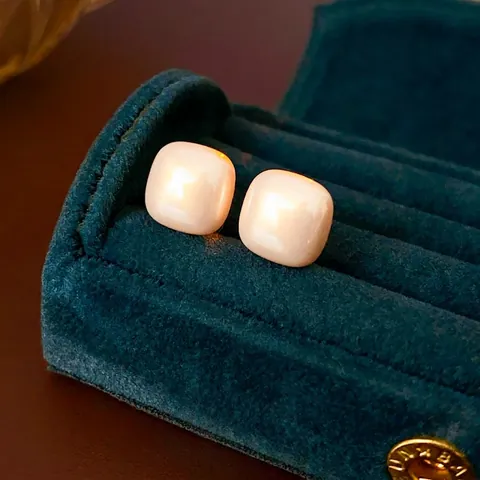 Orecchini A Lobo Quadrati Con Künstliche Perle Sintetiche In Rame Placcato Oro 14K Gioielli Geometrici Retrò Con Perno In Argento Da Donna