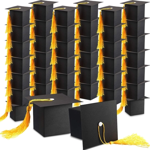 Graduation Cap Gift Box Academic Doctoral Hat Candy Box with Tassel Celebration Party Favor Decoration for Graduates