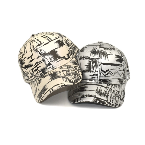 Graffiti Print Baseball Cap Polyester Metallic Luster Sun Protection Streetwear Adjustable For Men Women