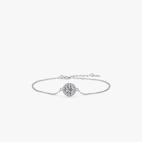 Bracciale Halo Elegante In Argento Sterling 925 Per Donna Zirconia Cubica Rotonda Design Di Nicchia Minimalista Gioielli