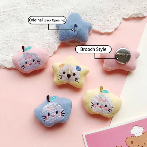 Accessorio Decorativo DIY In Tessuto Di Peluche Ricamato Animali Cartoni Animati A Forma Di Stella E Mela