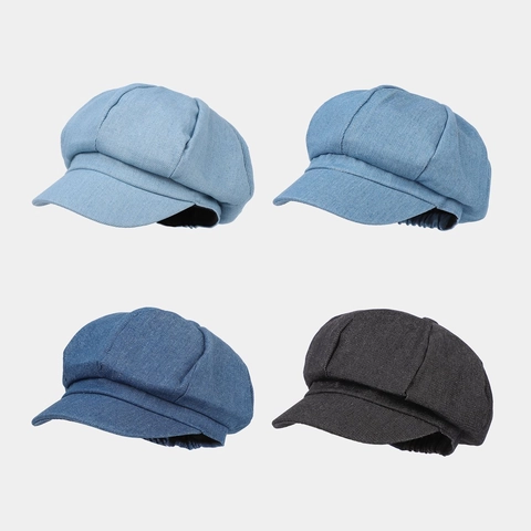 Berretto Newsboy In Denim Da Donna Cappello Ottagonale Con Visiera Protezione Solare Outdoor Stile Retro