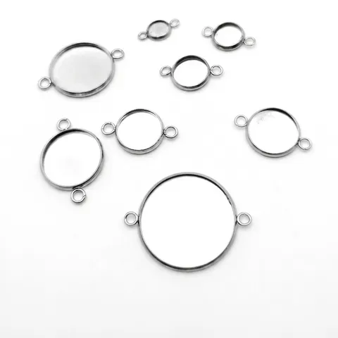 Supports De Cabochon Ronds Acier Inoxydable Doubles Boucles Base Vierge Réglage DIY Bijoux Connecteurs