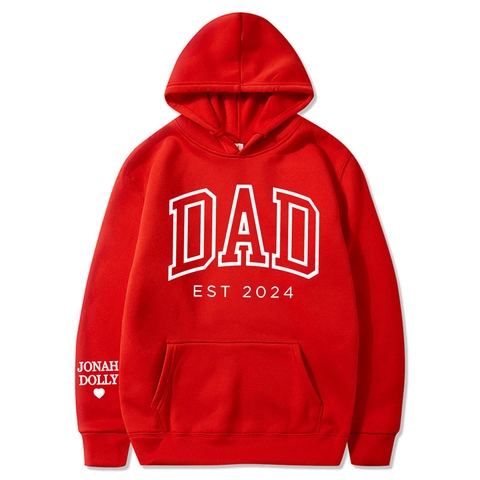 Dad Est 2024 Τυπωμένο Hoodie Ανδρικό Μακρυμάνικο Πολυεστέρα Φούτερ Με Κουκούλα Και Τσέπη Καγκουρό Casual Sport Streetwear