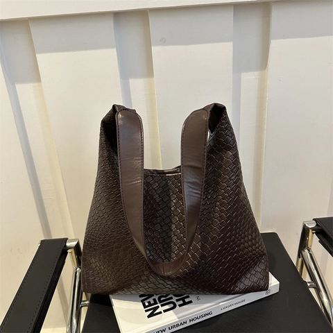 Borsa A Spalla Hobo In Pelle PU Intrecciata Grande Capacità Borsa Tote Vintage Con Piccola Pochette Per Donna