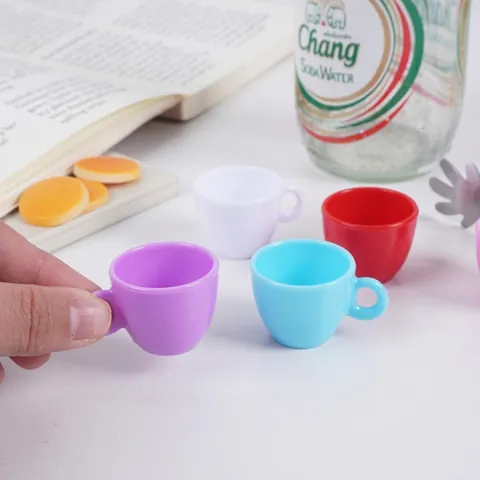 Miniature Simulation Coffee Cup Dollhouse Accessories Colorful Plastic Tea Cups Pretend Play Kitchen Toys For Kids DIY Crafts