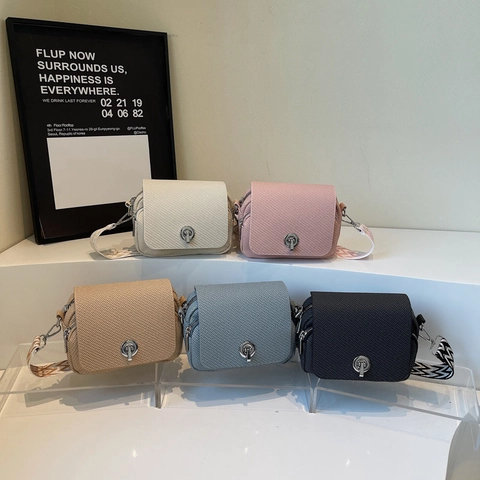 Borsa a Tracolla in Pelle PU da Donna Mini Borsa a Spalla con Tessitura Intrecciata Serratura Metallica Borsa a Patta Casual Giornaliera