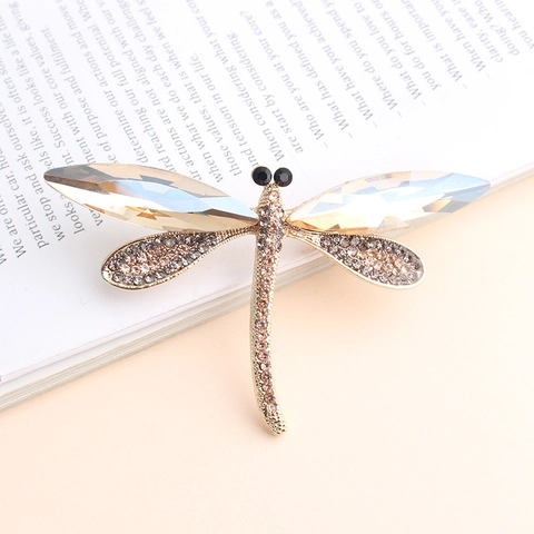 Broche Libellule Cristal Strass Alliage Zinc Émail Élégant Épingle Animal Bijoux Pour Femmes Cadeau Accessoires