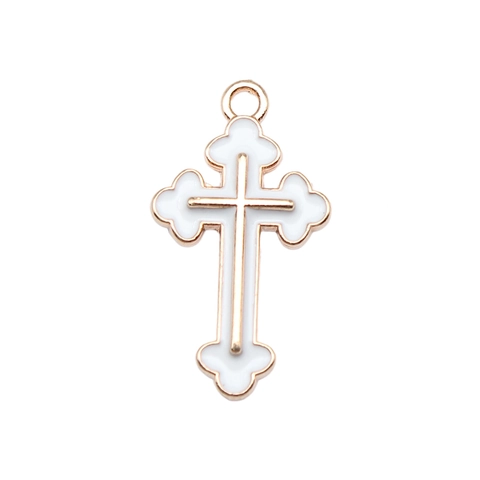 Ciondoli A Croce Religiosa Minimalisti Charms In Lega Smalto Per Creazione Di Gioielli DIY Collane Braccialetti Orecchini