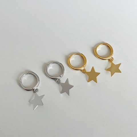 Orecchini A Cerchio Minimalisti Con Perno In Argento Sterling 925 Ciondoli Stella Luna Fulmine Gioielli Eleganti