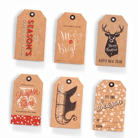 Etiquetas De Regalo Y Pegatinas Papel Kraft Cartulina Estampado Dorado Temas Variados DIY Scrapbooking Embalaje Tarjetas Mensaje